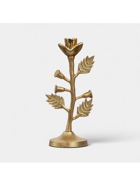 Gold Metal Botanical Taper Candle Holder